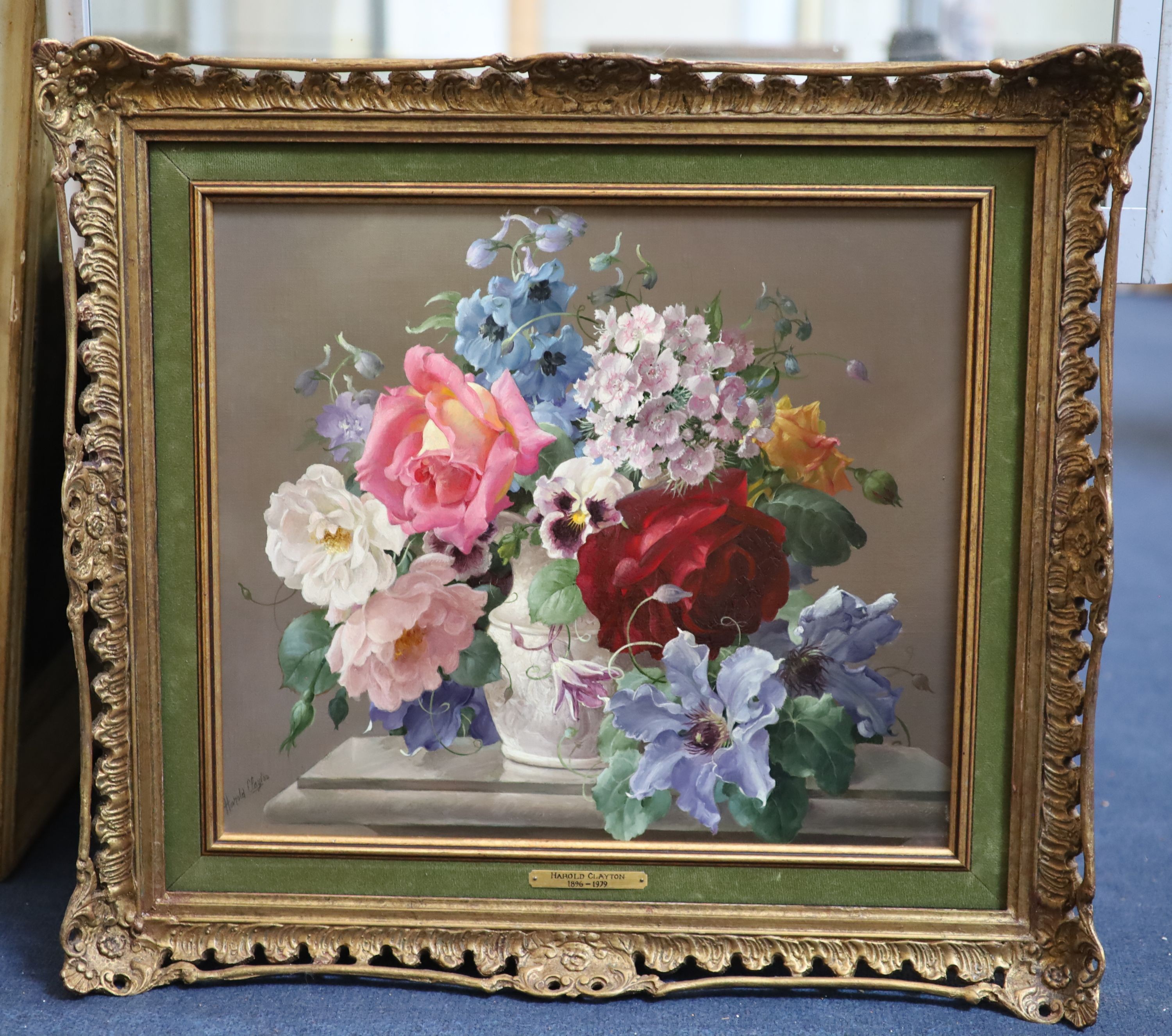 Harold Clayton (1896-1979), Study in pink and blue, Oil on canvas, 34 x 39cm.